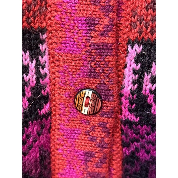 Vintage Alpaca Connection Nordic Knit Cardigan Vibrant Pink Purple Sweater Small - Picture 5 of 9
